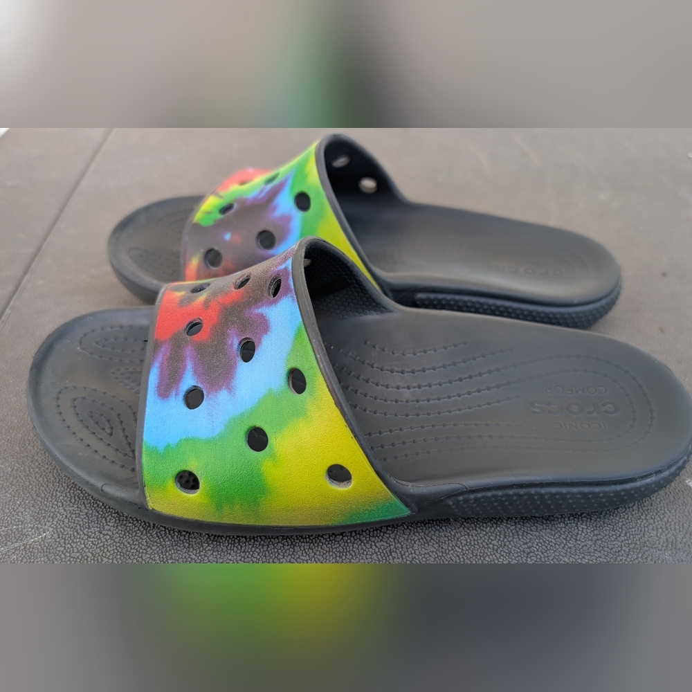 Tie-Dye CROCS Multicolor Classic Adodas-Style Slides